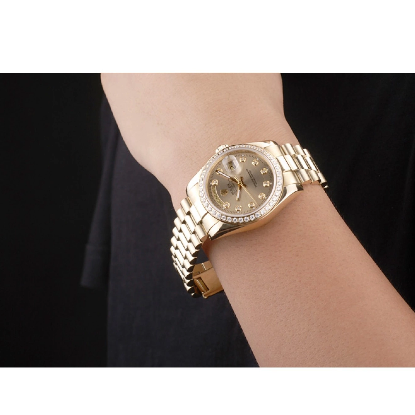 MiroTime 0820 Rolex Day-Date 18k Yellow Gold Plated Stainless Steel Gold Dial
